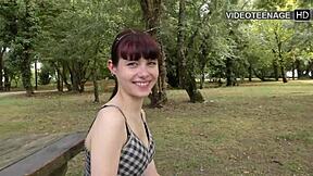 Cute 18 year old Luna explores toys and dildo in first time French casting interview