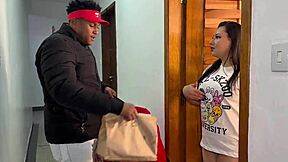 Wait, I pretended to lose my wallet just to get the delivery guy inside - couldn't resist that hot young stud and offered to pay with my tight bareback ass instead?