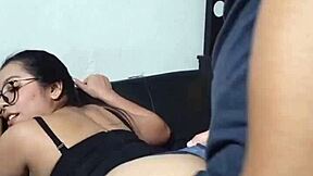 Quickie with wife's cute cousin bent over in doggystyle creampie! She's naughtiest family squirter