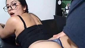 Quickie with wife's cute cousin bent over in doggystyle creampie! She's naughtiest family squirter