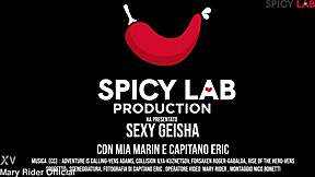 Sexy geisha Mia Marin, a hot Mexican brunette, takes care of her samurai with a creampie