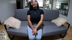 She rides his small cock missionary style in homemade latina girlfriend creampie until wet pussy drips.