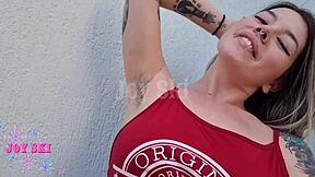 My step sister shaved my armpits outdoors and it turned me on so much with her cute brazilian body!