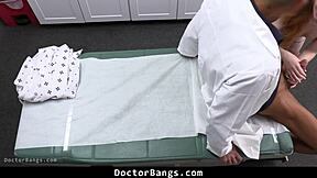 oh man this shy teen with small tits begs her doctor to impregnate her in the hospital. she gets bent over and takes his big cock