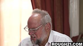 Big natural tits on tattooed teen overpower his disapproval, leading to intense cowgirl riding and cumshot.