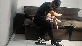 Wife does everything the police guy demands to keep husband out of jail in rough domination