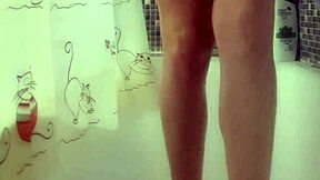 Hey, check out this busty teen 18+ washing her perfect feet in the shower