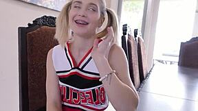 Cute Pigtails Cheerleader Teen With Braces Gives Rimjob And Gets Fucked While Playing With Hitachi By Older Guy