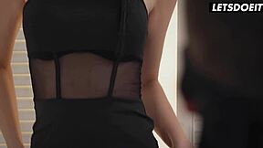 Stepsis Simon Kitty from Latvia seduces her stepbro into licking her natural tits and fucking her brunette pussy missionary style.