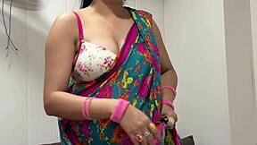 Indian step mother in kitchen roleplay with dirty talk in hindi gets horny for not son!