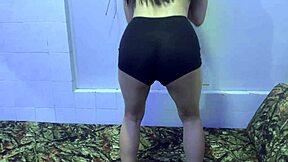 christmas day natural wife booty workout on bed with curvy asian thong