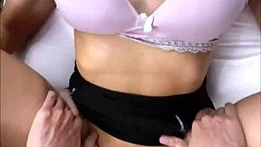 Petite tetona with big tits gets missionary pounding after school in cheating creampie orgasm.