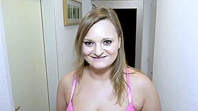 Blonde Curvy German Escort Lina 24 in Bareback Doggystyle Creampie with Big Natural Tits