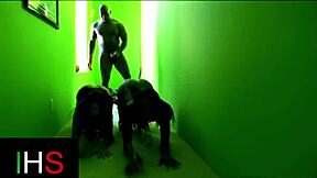 Hey, check out this super hot threesome with brunette teen getting assfucked and rimjob in lingerie