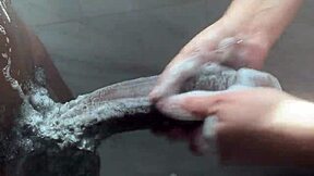 horny college white girl worships huge bbc with handjob cumshot in shower uh i mean like big cock masturbation