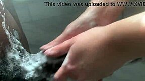 horny college white girl worships huge bbc with handjob cumshot in shower uh i mean like big cock masturbation