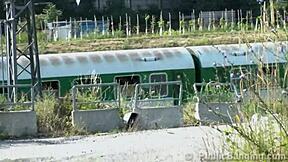 Young pretty teen girl banged in public gangbang orgy