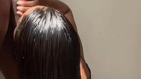 Brunette babe licks balls and sucks neighbor big cock with passion