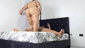 Brandy rides stepson big cock in bedroom with spanking and creampie