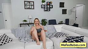 joey white and jmac get petite sexy naughty blonde ready for oral sex measuring huge dick with her face😏