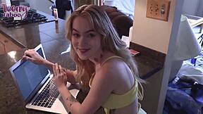 Sage fox fucks her stepdad with blowjob deepthroat doggystyle riding creampie when shes away.