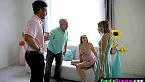 hey is always better to share the stepdaughters than unnecessary fighting with deepthroat doggystyle riding group sex on sofa