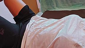 Chubby Indonesian maid gets passionate creampie in bedroom quickie.