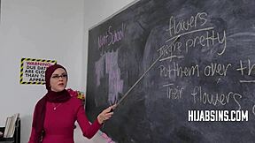 How We Turned Our Teacher In Hijab Into A Whore With Classroom Group Fucking!