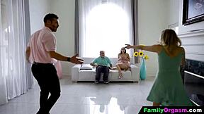 hey is always better to share the stepdaughters than unnecessary fighting with deepthroat doggystyle riding group sex on sofa