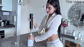 Oh man, that hot champagne filling Viper Juicy's gaping ass and pretty pussy in this crazy interracial scene with big black cock.