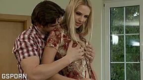 hey, check out this hot couple with a sexy natural blonde girl just fucking wildly at home