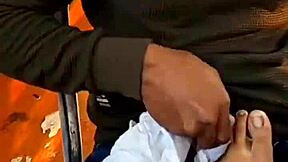 Licking her feet turns into my wildest fantasy at the party