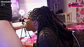 black ebony whore inhales white daddy with deepthroat face fucking