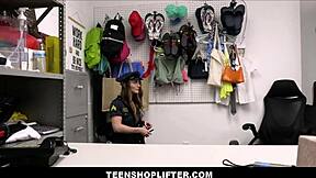 TEENSHOPLIFTER - Skinny Shoplifter FUCKED by Officer After STRIP SEARCH and Agreement - MIRA MONROE!