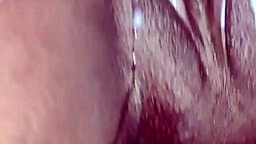 The black couple engages in intense action leading to creampie. He fills her petite ebony pussy with cum while she moans wetly.