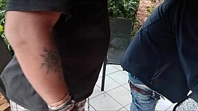 stepbrother pounds virgin stepsister in bedroom mmf while friend jerks off and cums on tits