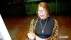 Athletic brunette Raelyn starts masturbating then sucks cock before intense pounding