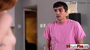 stepsister asked stepbro for a favor and the redhead teen had a pleasant time together