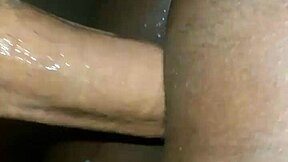 The black couple engages in intense action leading to creampie. He fills her petite ebony pussy with cum while she moans wetly.