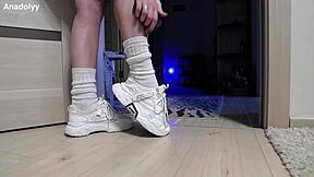 are these delicate legs in sneakers what you've been waiting for in the shower?