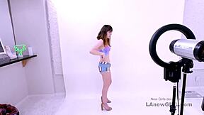 sexy brunette model gets fucked in casting interview on sofa