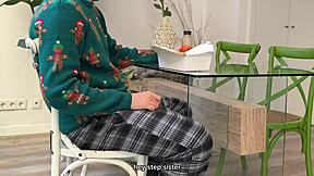 seducing step sis in i love doggystyle t-shirt for missionary creampie inside her tight pussy