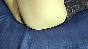 Removing panties from my chubby latina stepsister for close-up pussy creampie