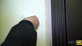 Redhead amateur calms debt collector with rough doggystyle sex