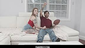 hey, big tits blonde teen aria kai gets fucked to orgasm by stepbro during super bowl 🔥💦