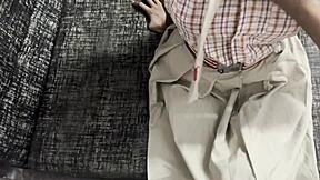 Step daddy visits her after school and twists her small tits during a bedroom session. They keep it romantic in the couple's homemade video.