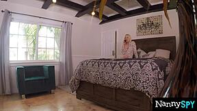 horny blonde nanny quits the lesbian tease to ride her boss's big cock in missionary