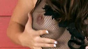 Up against the wall with brunette babe Raven Alexis blowjob