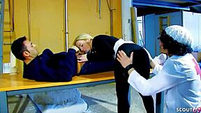 In this german carnival story, angelica joins a threesome with european teens 18+ in leggings and panties for rough group sex and facial.