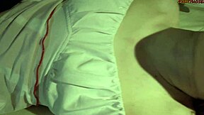 oh man i cant believe cute teen angie in miniskirt and pantyhose takes it deep in her ass on the bed...